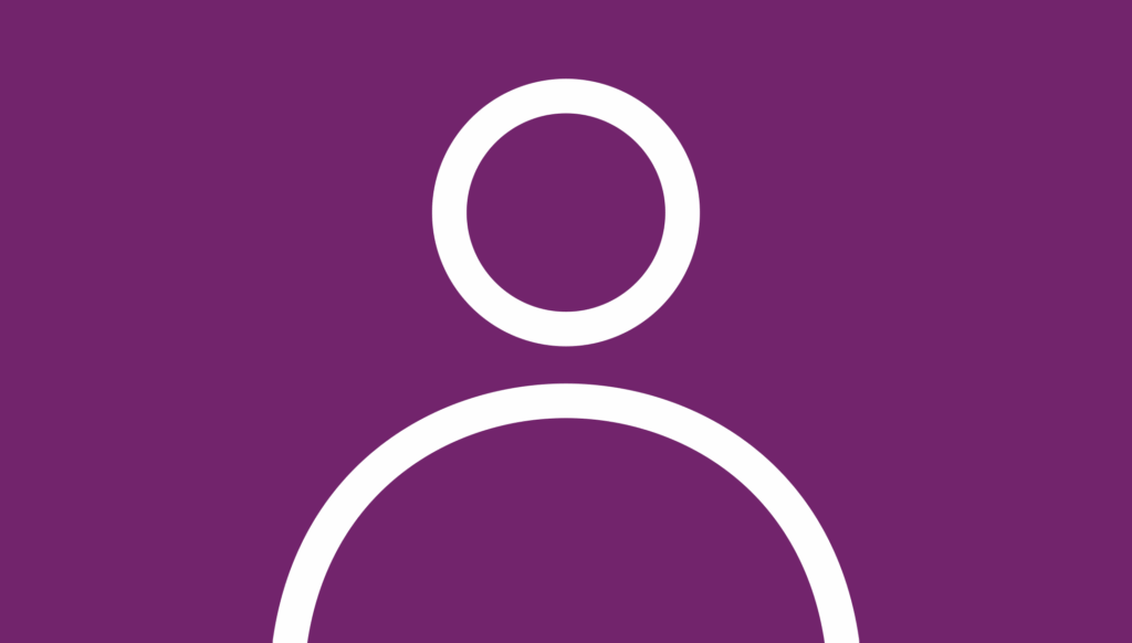 A simple white user icon with a circular head and shoulders on a solid purple background.