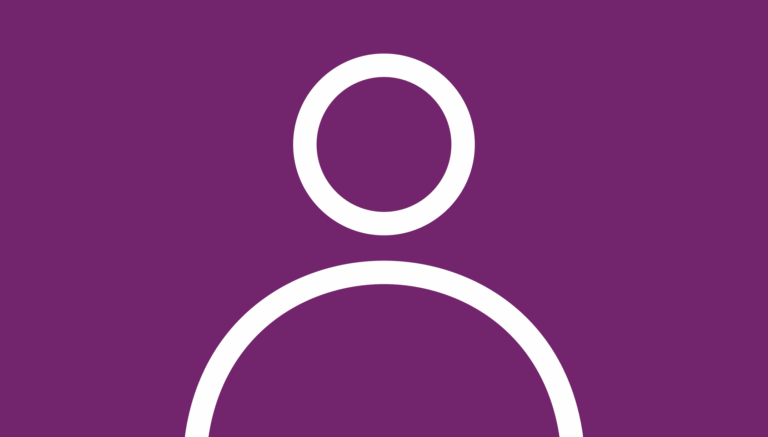 A simple white user icon with a circular head and shoulders on a solid purple background.