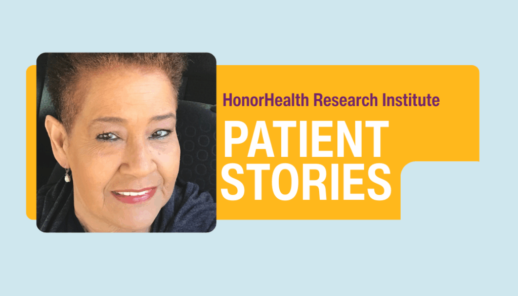 A woman smiles at the camera next to the text 