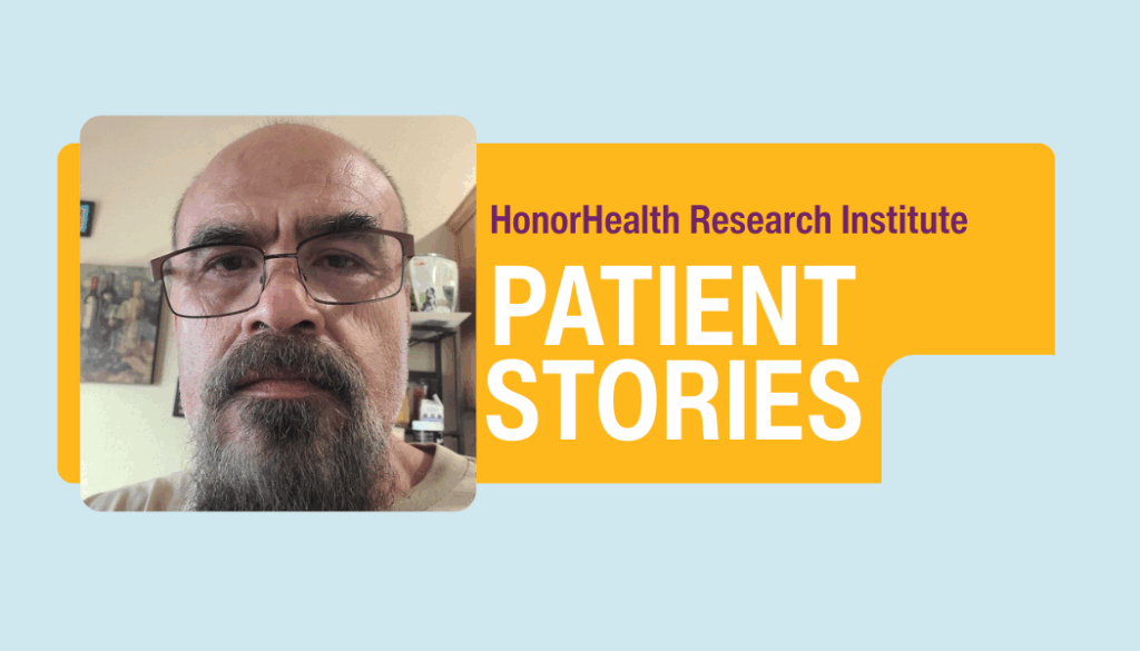 A man with glasses and a beard is shown next to the text 